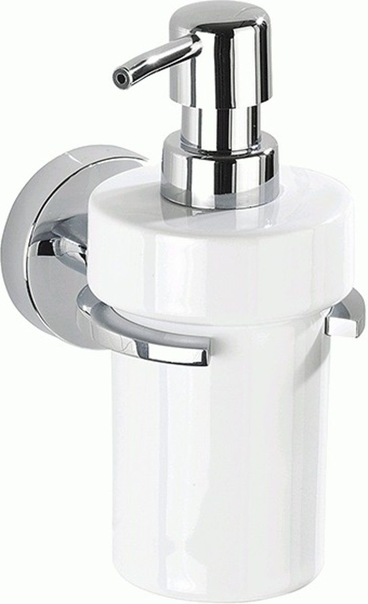 WENKO Zeepdispenser Capri Vacuumloc 8x17x13cm Keramiek Chroom Wit