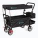 AQUASTIC Opvouwbare transportwagen, 109 l, belasting 90 kg, brede rubberen wielen met remmen, zonnedak, harnas, koeltas en hoes, zwart