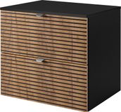 Meuble de salle de bain, noir avec poignée argentée / avec plateau, largeur 60 cm