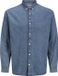 JACK&JONES JREBAVAN SHIRT LS Jongens Overhemden Lange mouw Katoen Denim Klassieke kraag Borstzak Knopen Loose Fit Casual Medium Blue Denim M