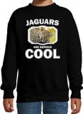 Bellatio Decorations Dieren jaguars/ luipaarden sweater zwart kinderen - jaguars are serious cool trui jongens/ meisjes - cadeau luipaard/ jaguars/ luipaarden liefhebber - kinderkleding / kleding 134/146
