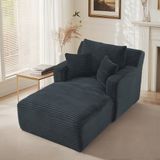 MODFU Chaise Longue Slaapbank - Zonder Montage - Modern - Voor Woonkamer Of Kantoor - Ribstof - Donkergrijs