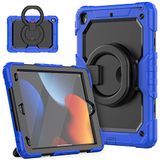 HUEZOE Beschermhoes voor iPad 10,2 inch, model 2021/2020/2019, schokbestendig, voor het hele lichaam met 360 graden draaibare houder, schouderriem voor iPad 9/8/7, blauw