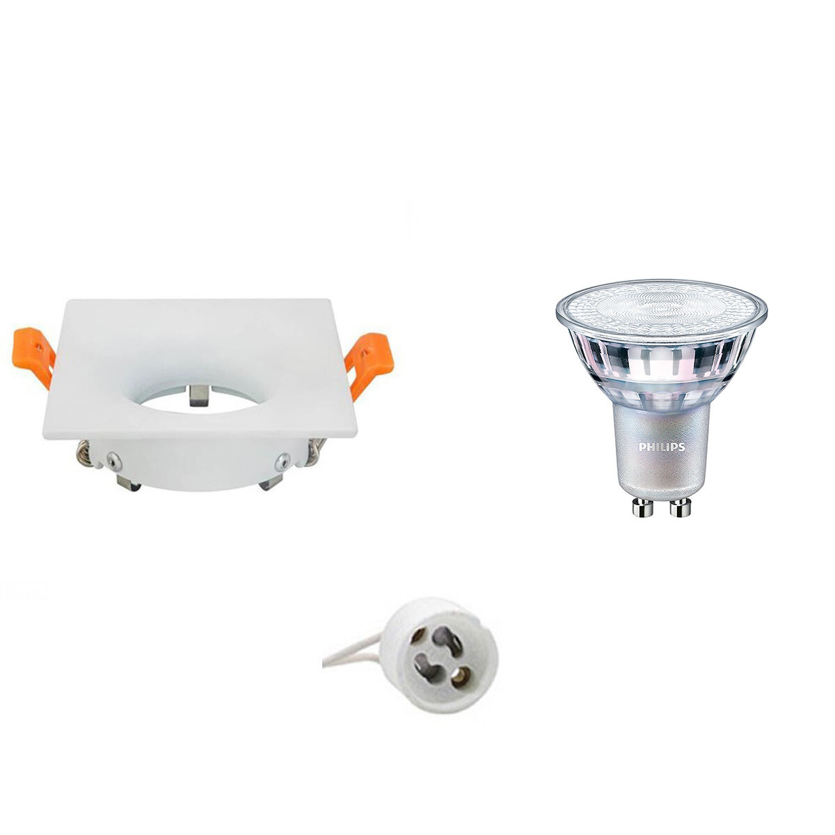 BES LED LED Spot Set - GU10 Fitting - Inbouw Vierkant - Mat Wit - 85mm - Philips - MASTER 927 36D VLE - 4.9W - Warm Wit 2200K-2700K - DimTone Dimbaar