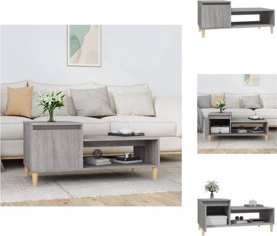 vidaXL Salontafel 100x50x45 cm bewerkt hout grijs sonoma