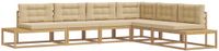 vidaXL Buiten bankenset 6-delig Wit en Beige Polyester