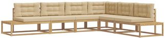 vidaXL Buiten bankenset 6-delig Wit en Beige Polyester