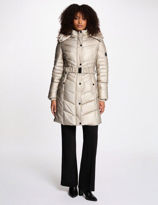 Morgan Bol Fitted mid-length puffer jacket 252-Galex gold yellow