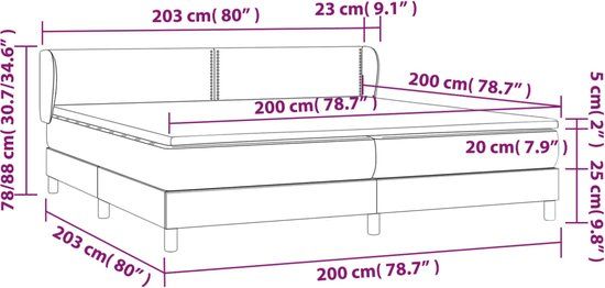 vidaXL Boxspring met matras fluweel lichtgrijs 200x200 cm