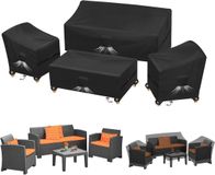 Famanu – 4-delige outdoor veranda patio tuinmeubelhoezen set - waterdicht opgewaardeerd 420D Heavy Duty Oxford stof rotan meubelhoes voor stoel bank (zwart)