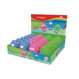 KEYROAD Ergonomische puntenslijper, afzonderlijk 2-in-1, met gum, 24 stuks, kunststof, messen van staal, potloden en kleurpotloden, puntenslijper