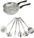 Fackelmann Set 2 poêles 20 et 24 cm acier inoxydable et 6 ustensiles de cuisine en acier inoxydable Geneva