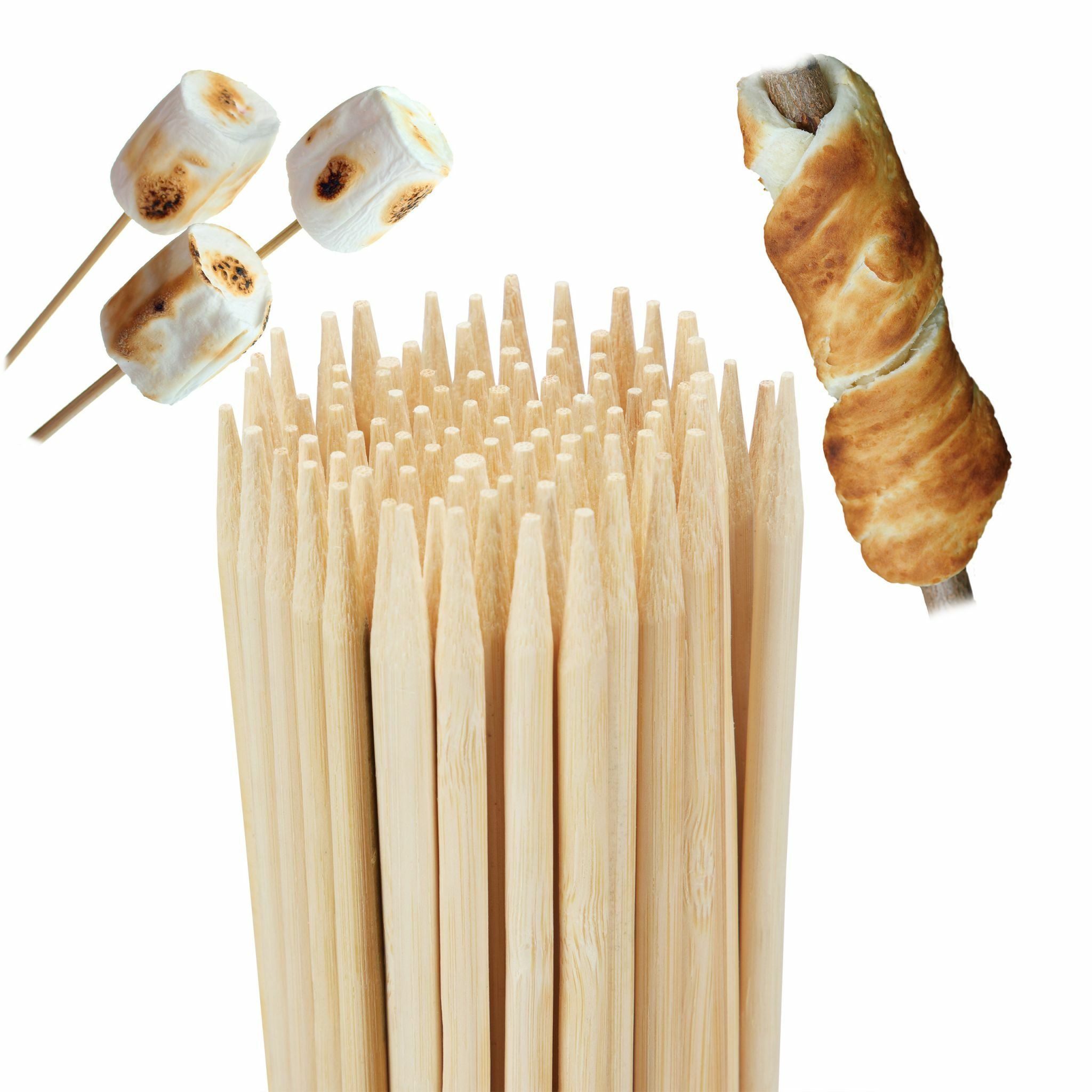 Relaxdays Satéprikkers, Bamboe, Set van 100, 90 cm Lang, Houten Stokjes