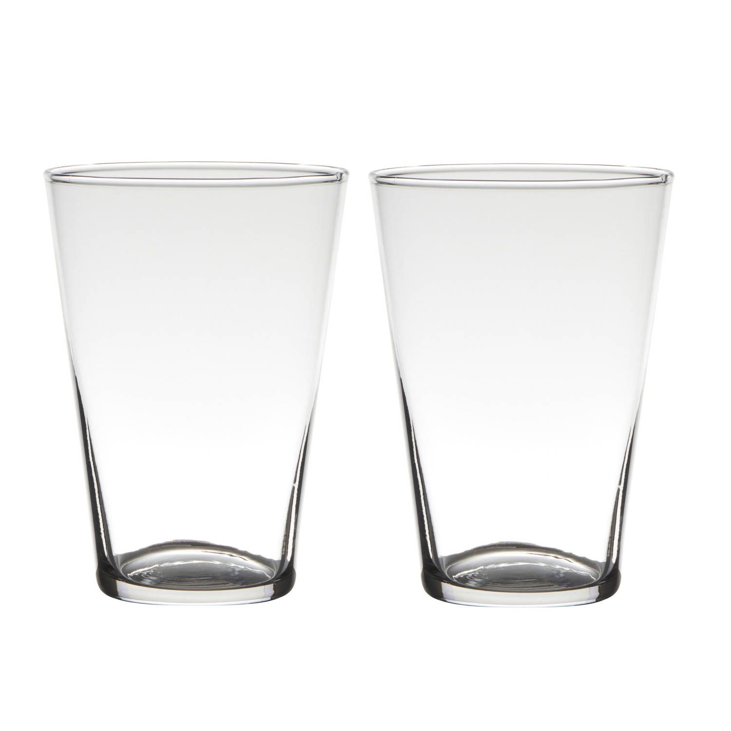 Set van 2x Transparante Glazen Vazen - 20 x 14 cm - Home Basics