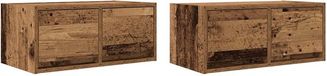 vidaXL Meuble TV, 2 pièces, aspect bois vieilli, dimensions 60x31x25,5 cm, en panneaux de particules