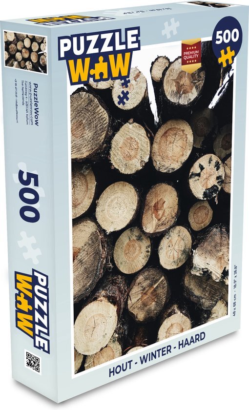 MuchoWow Puzzel Hout - Winter - Haard - Boomstam - Legpuzzel - Puzzel 500 stukjes - Sinterklaas cadeautjes - Sinterklaas voor grote kinderen