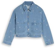 Tom Tailor Denim Jeansjasje met borduursels - Maat XL - blue white daisy embroidery