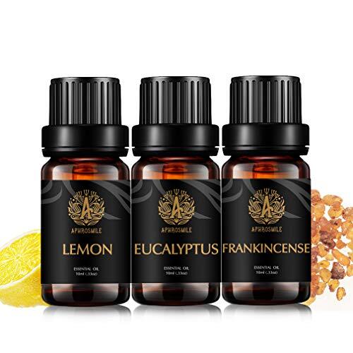 Aphrosmile Therapeutische kwaliteit eucalyptus etherische olie set voor het maken van kaarsen, 3 x 10 ml 100% pure wierook etherische olie kit voor diffuser aromatherapie citroen etherische olie set voor massage