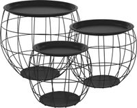 ML Design Bijzettafel Set van 3 Zwart Metaal