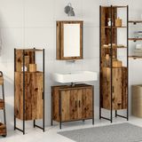 vidaXL Badkamermeubel Set 4-delig Bewerkt Hout Bruin 33 x 33 x 185,5 cm