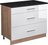 Vicco Keukenonderkast Fame-Line, Wit Hoogglans/Goudkleurig Eiken, 100 cm, WB Antraciet