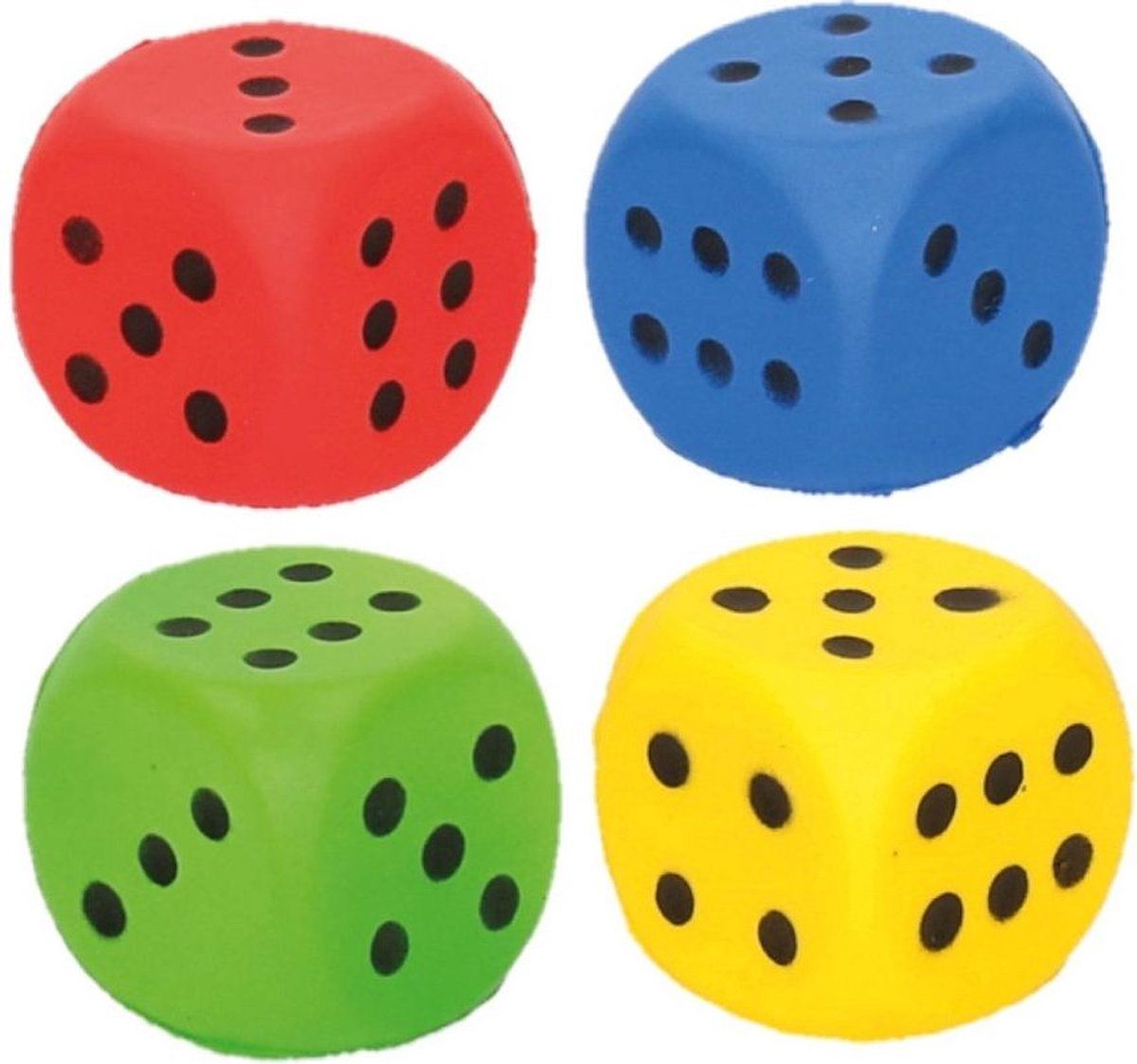 Johntoy Mini Foam Dice/Stress Ball 4cm - Set of 4 - Multicolor