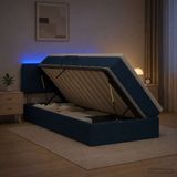 vidaXL LED-opbergbed met matras, Blauw, 100 x 200 cm, Stof