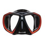Scubapro Spectra masker, zwart, drukregelaar set voor duiken in koud water, uniseks, volwassenen, zwart-oranje, één maat