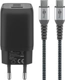 Goobay USB-C Snellader Nano (65W) en USB-C Textielkabel