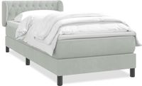 vidaXL Boxspring met matras fluweel lichtgrijs 80x210 cm