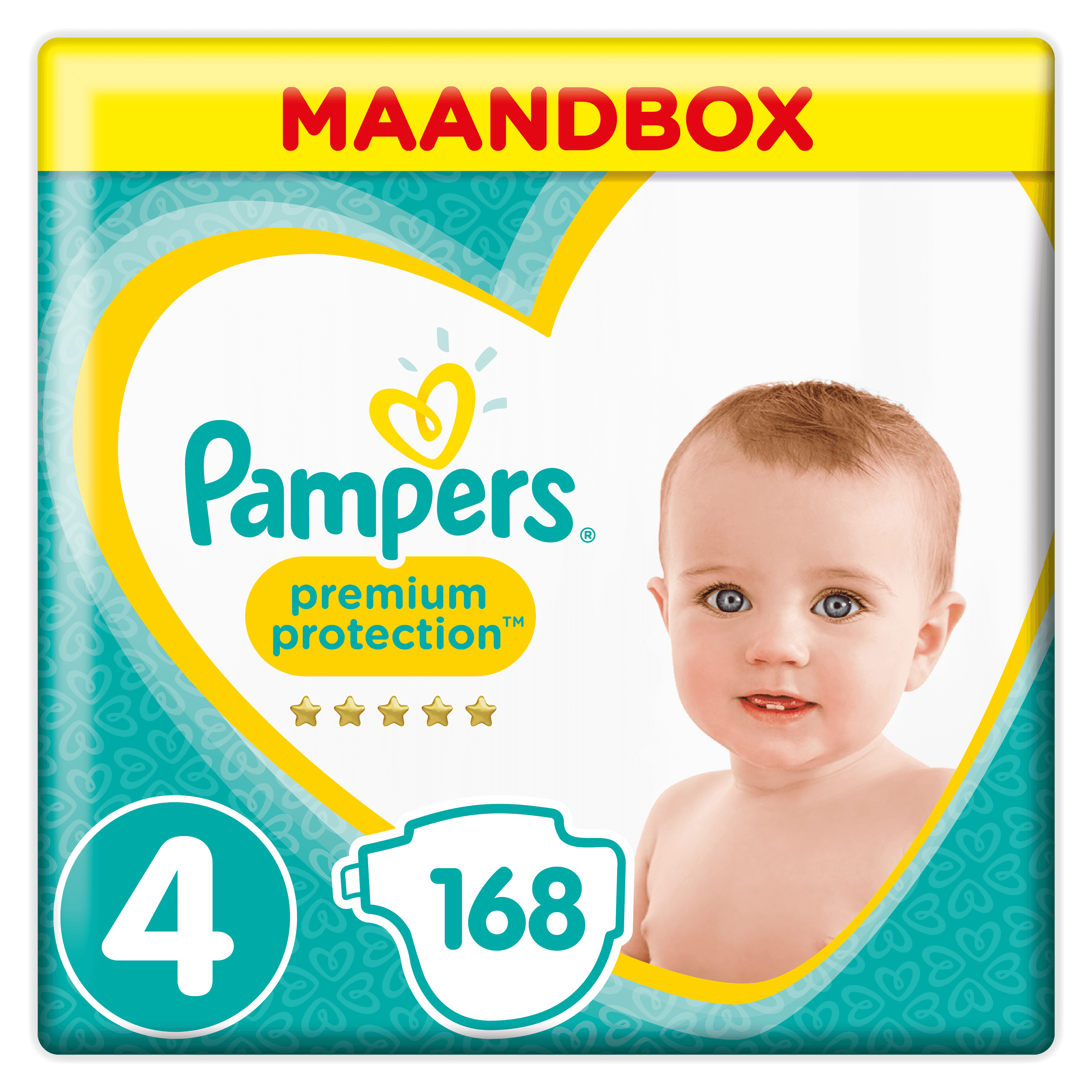 Pampers Premium Protection Maat 4 - 168 Luiers - Maandbox