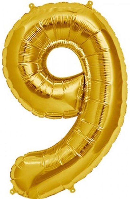 Talking Bol Cijfer 9 Goud Helium 86cm