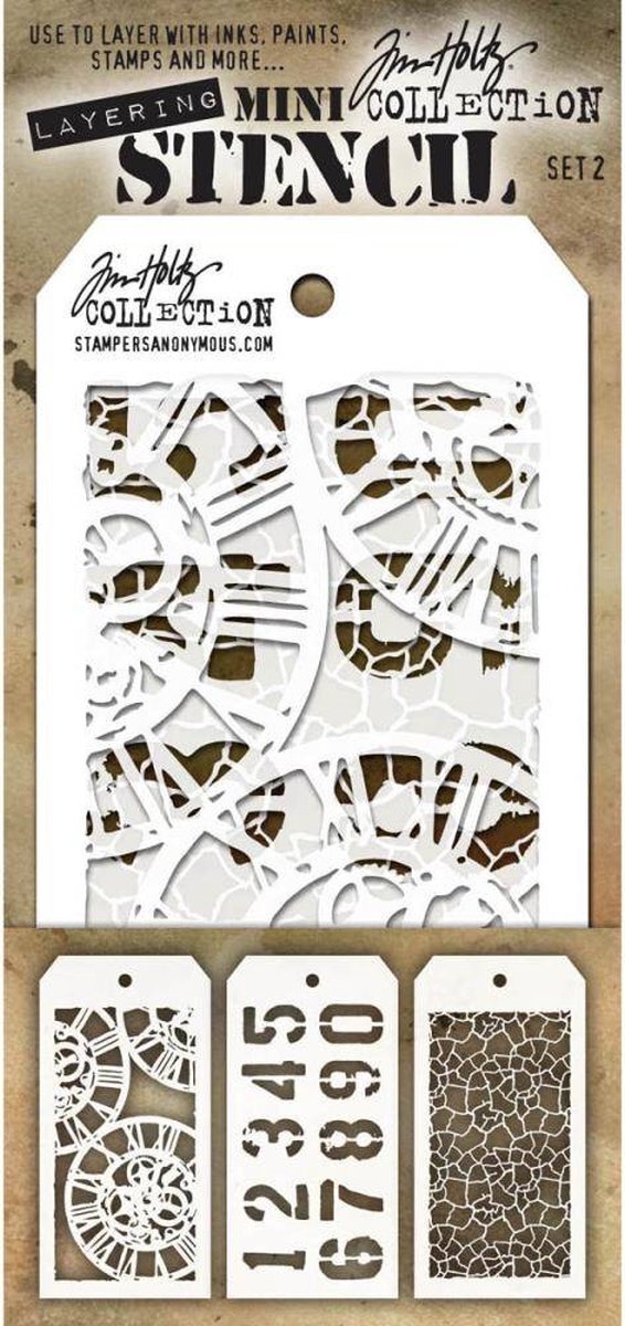 Stampers Anonymous Tim Holtz Mini Gelaagde Stencil Set #2