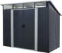 Maison de jardin métallique, 4,61 m², 238 x 193 x 202 cm, incluant kit d'ancrage, 2 portes coulissantes, gris