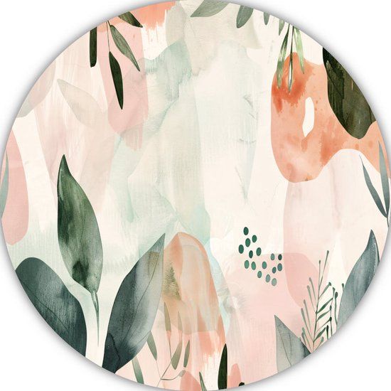 Merkloos / Sans marque Bladeren Wandschaal - Forex - 60x60cm - Modern - Muurdecoratie