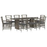 vidaXL Outdoor Dining Set 9 pcs Grey Poly Rattan