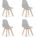 LEOBERT Set van 4 Eetkamerstoelen KITO – Grijs – Beuken Poten – Kuipstoel met Kunststof Zitting