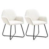 VidaXL Eetkamerstoelen 2 stuks stof crème