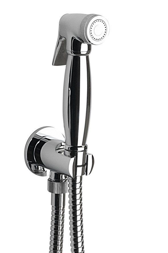 Reitano Rubinetteria Bidetspray, slang en handdouche houder met douche aansluiting, chroom