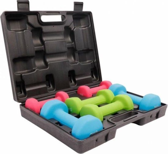 Gorilla Sports Dumbbellset - Halterset - Aerobic - 12 kg - In koffer - Multikleur
