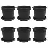 vidaXL Plantenpotten - 6 stuks - Zwart - Kunststof - Ø 15 x 12 cm