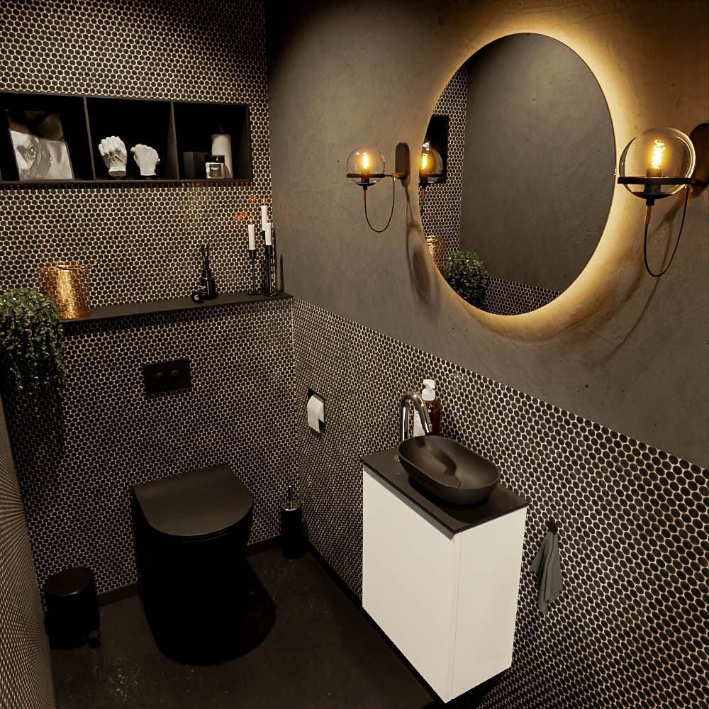 Mondiaz fowy toiletmeubel 40 cm talc/urban rechts 1 kraangat