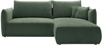 Vente-unique Canapé-lit d'angle droit en tissu texturé vert CARISU