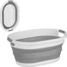 Merkloos Relaxdays Opvouwbare wasmand van kunststof, 24 liter, ruimtebesparend, met handgrepen, grijs/wit