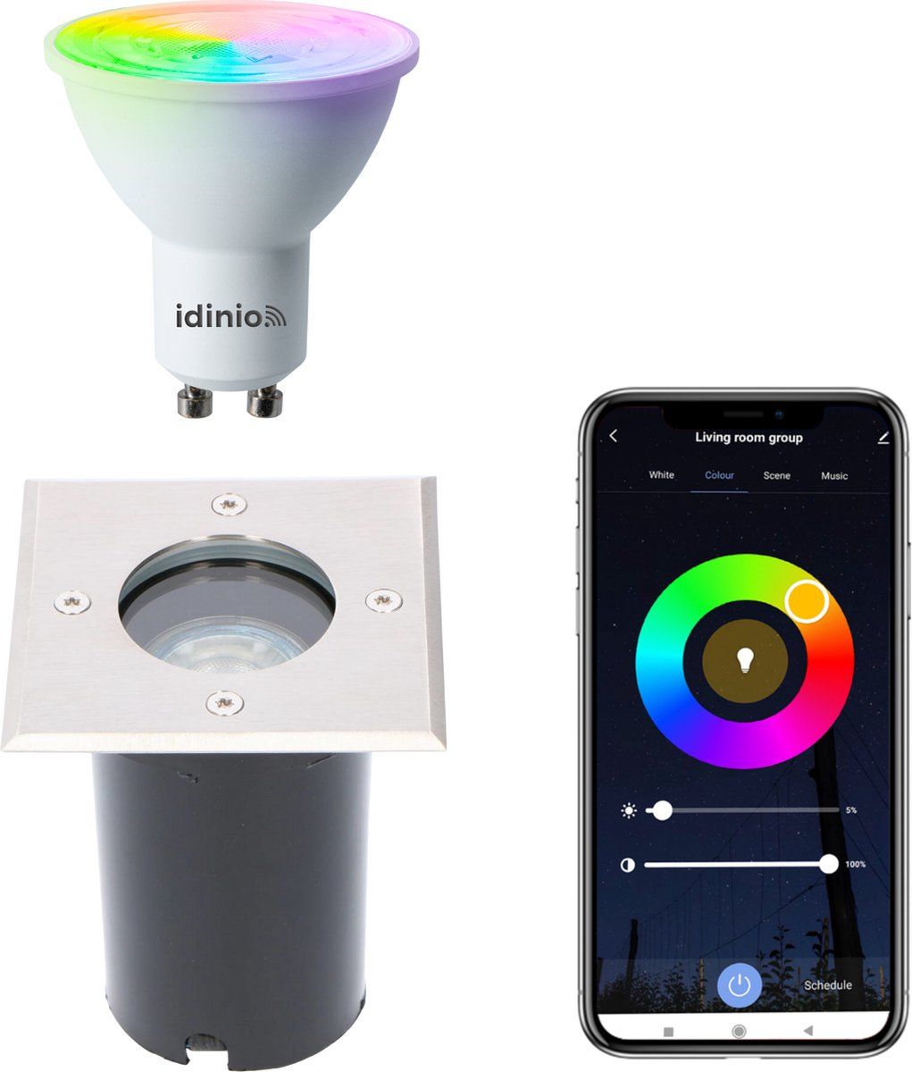 Proventa HeavyDuty LED Grondspot IP67 - Vierkant - Smart inbouw tuinspot buiten - Multicolor - rvs