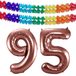 Folat Verjaardag Leeftijd folieballon - 95 jaar - rosé goud - 86 cm - cijferballon groot - incl 2x feestslingers
