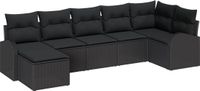 vidaXL Tuinbank Set 7-delig Zwart Polyrattan