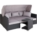 tectake San Marino - Outdoor Loungeset - Zwart - Met Tafel