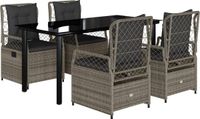 vidaXL 5-delige tuinset met kussens, grijs, polyrotan