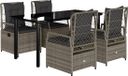 vidaXL 5-delige tuinset met kussens, grijs, polyrotan